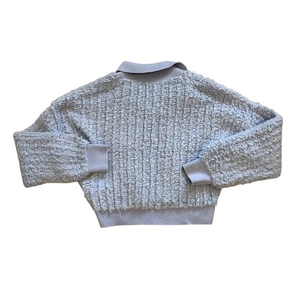 Anthropologie Zip Up Brushed Collared Cardigan Womens Sz M Blue Crop - Picture 5 of 7